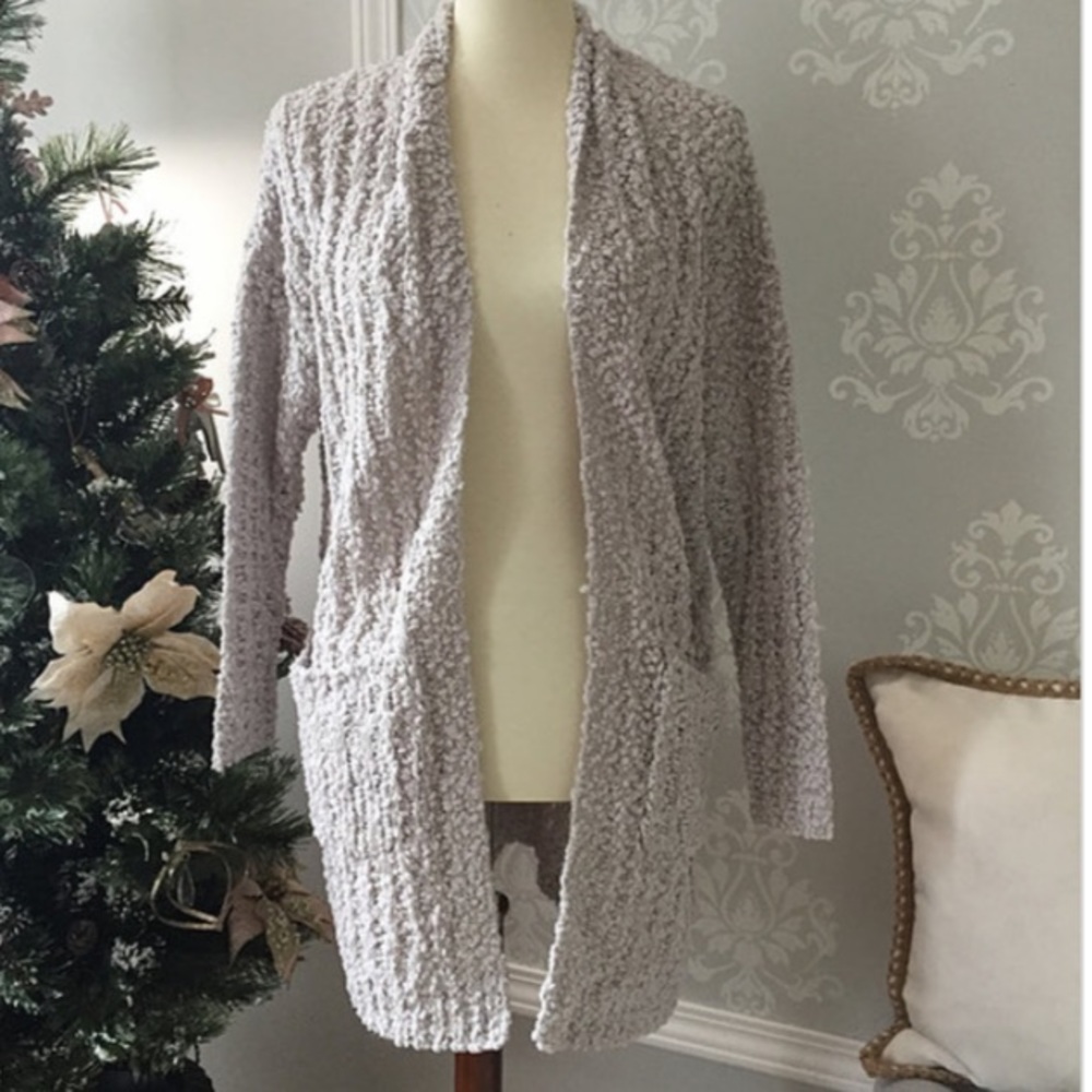 Popcorn Cardigan! Light Grey with Pockets